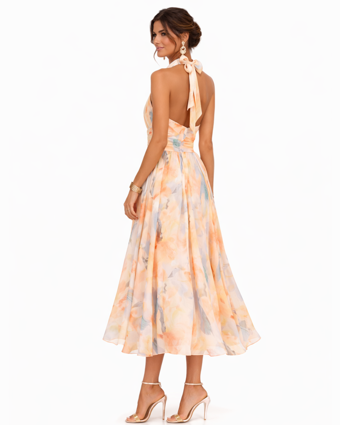 Gabriela | Vestido Midi Floral con Estampado Artístico