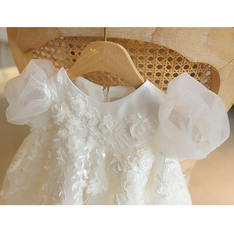 White Baby Girl Summer Baptism Dress Toddler Birthday Party Princess Dress