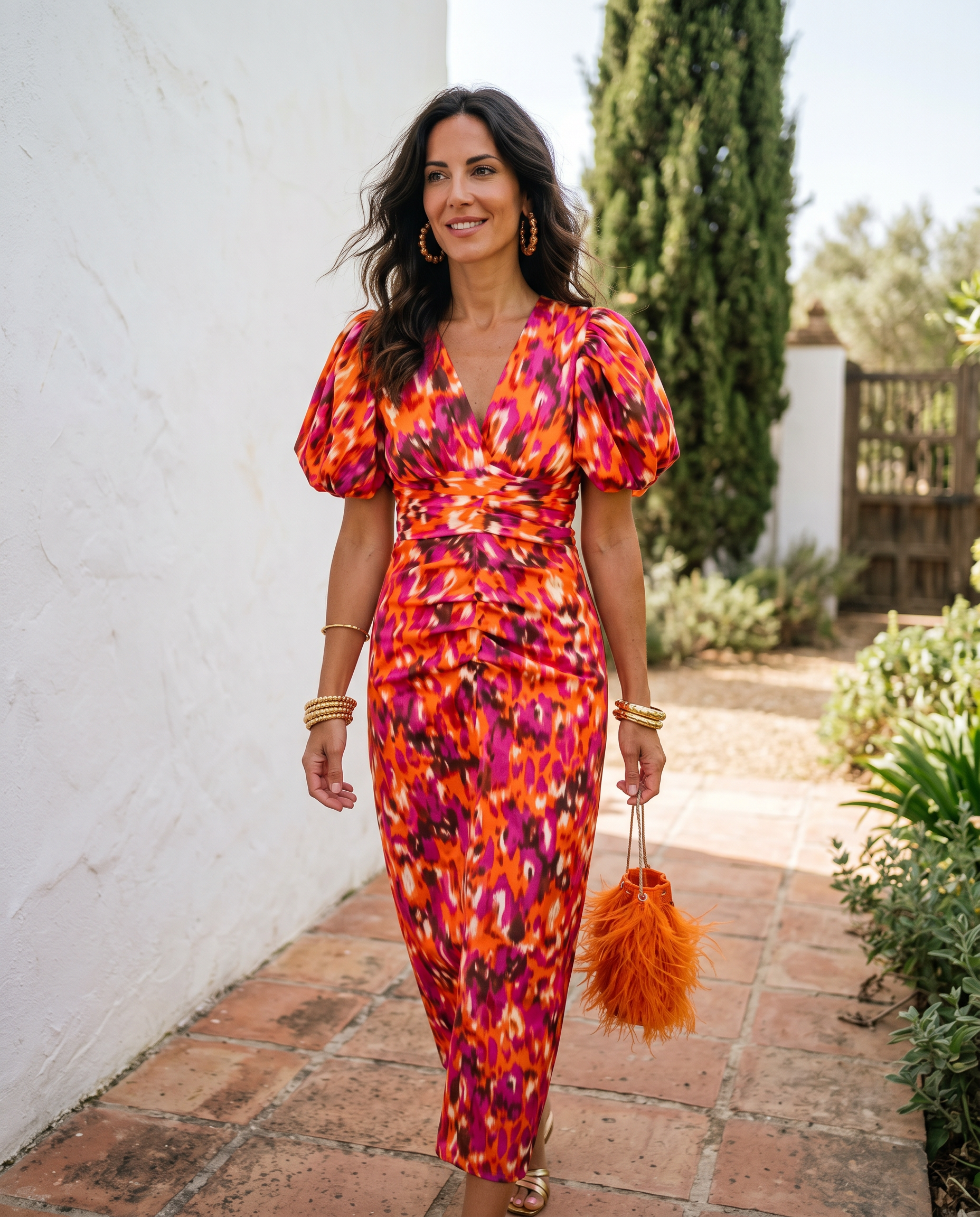 Vestido Sofia — Éloren Lisboa · Look completo mangas abullonadas