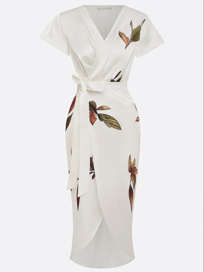 Matilde | Vestido Wrap Elegante con Estampado de Hojas