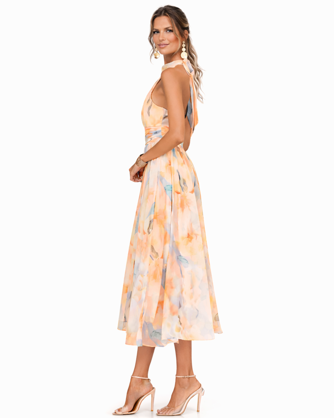 Gabriela | Vestido Midi Floral con Estampado Artístico
