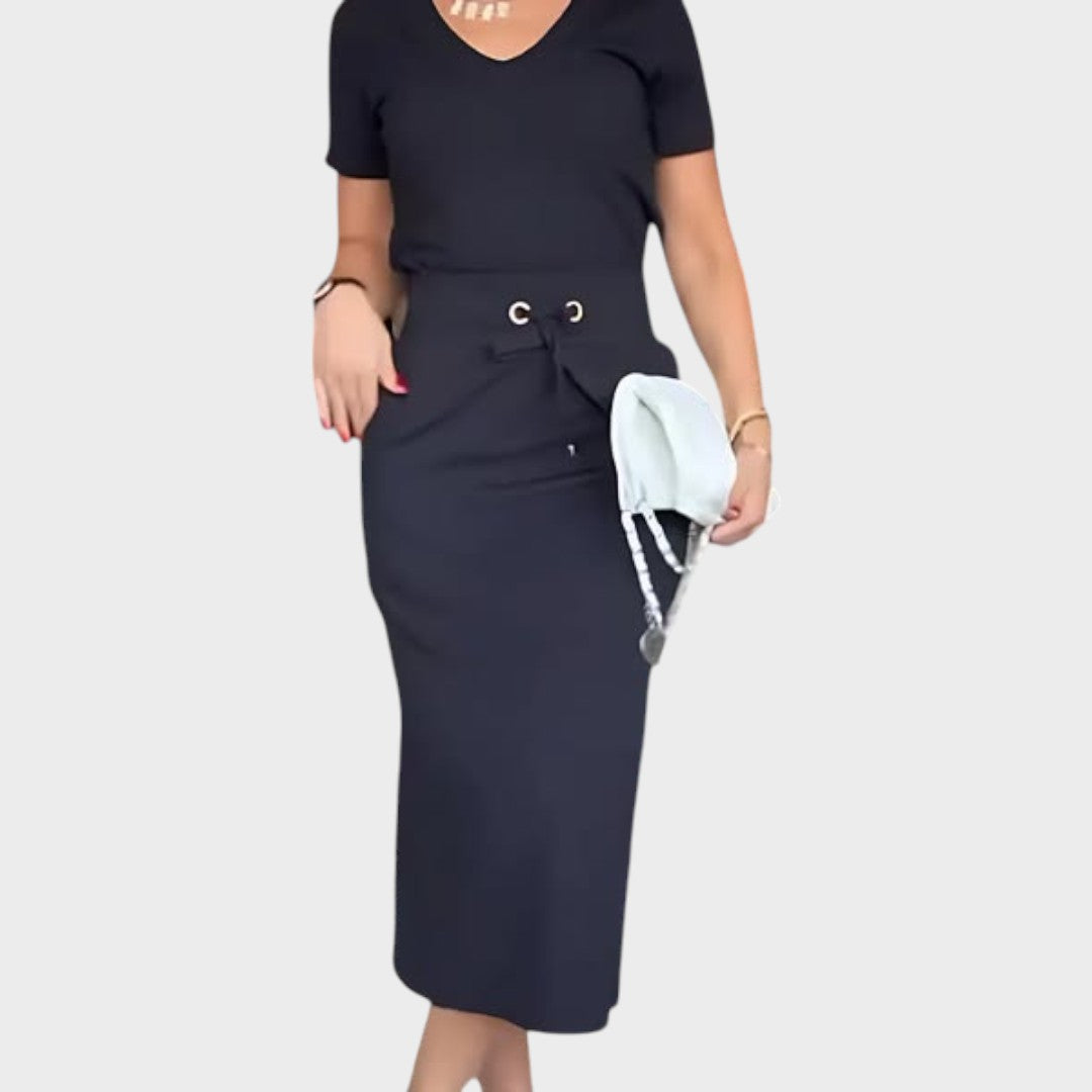 Aria | Elegante Top Con Escote En V Y Falda
