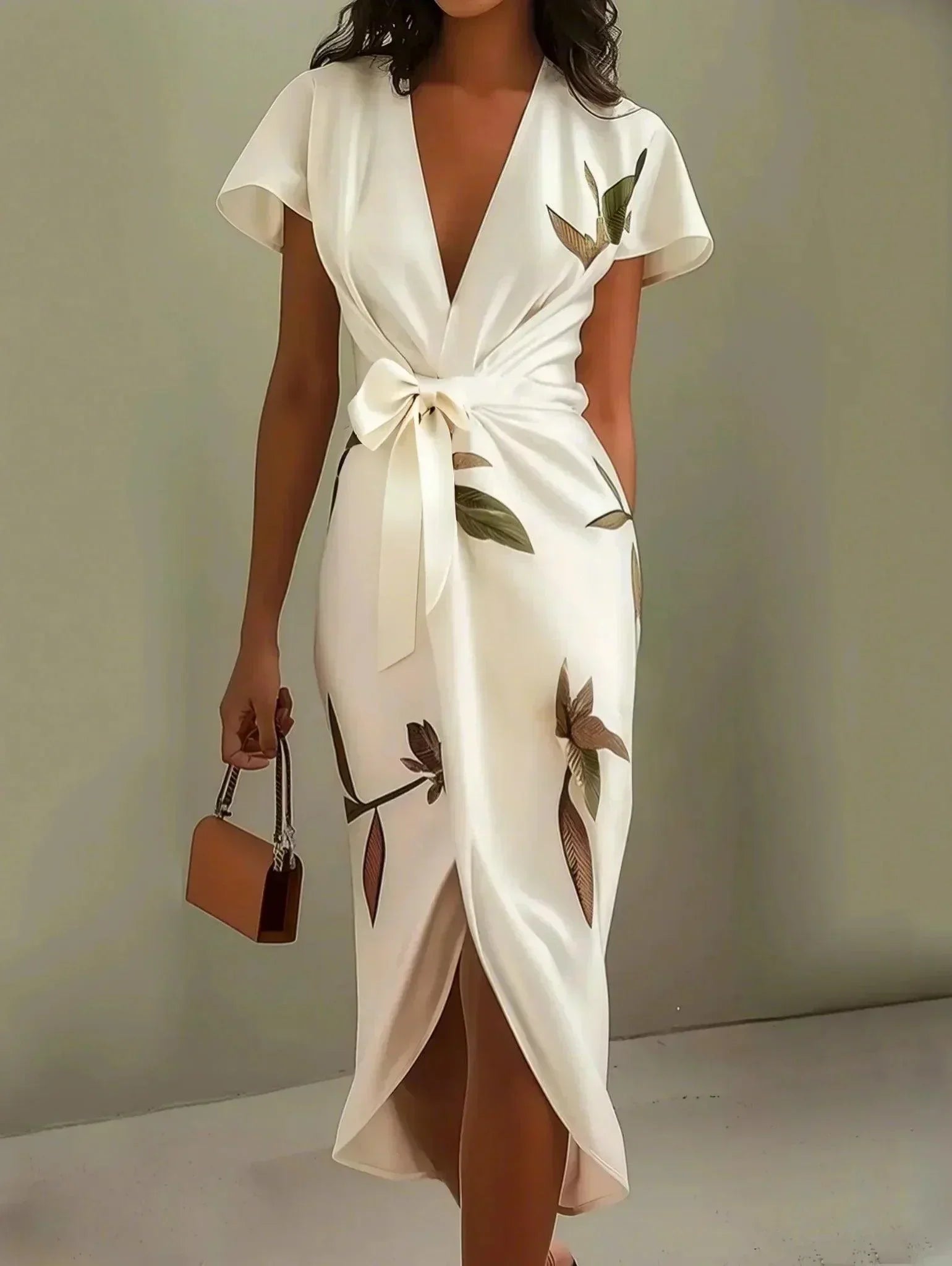 Matilde | Vestido Wrap Elegante con Estampado de Hojas