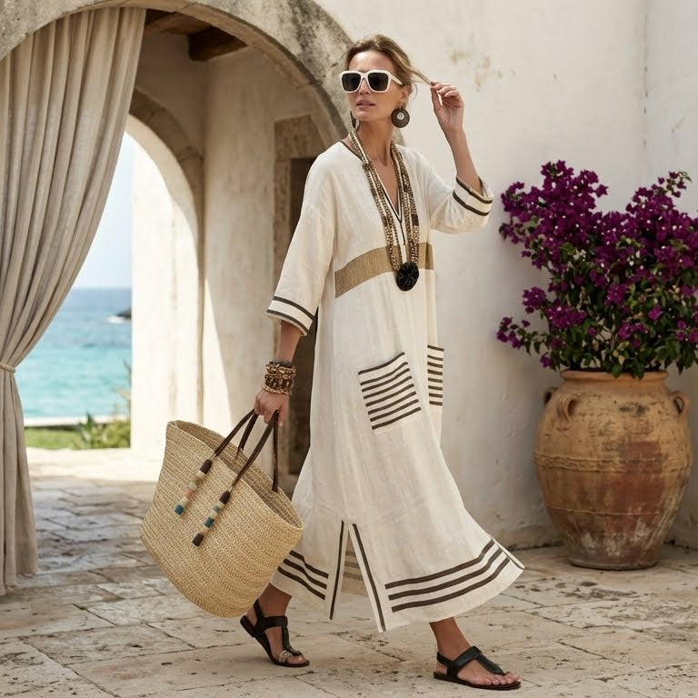 Sofía | El Vestido Maxi Fluido que Transforma Cada Paseo en una Obra de Arte