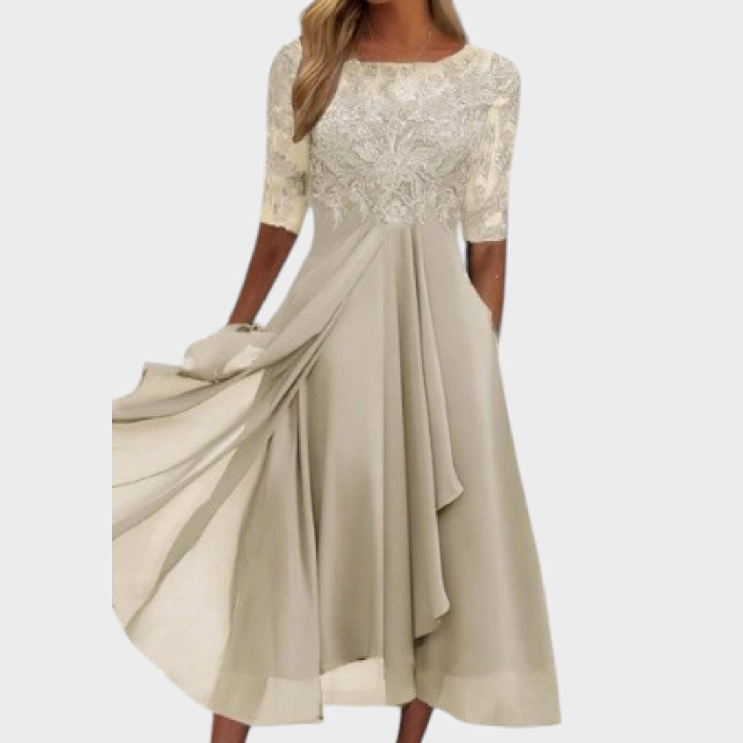 Gabhi | Vestido Midi Con Detalles De Encaje