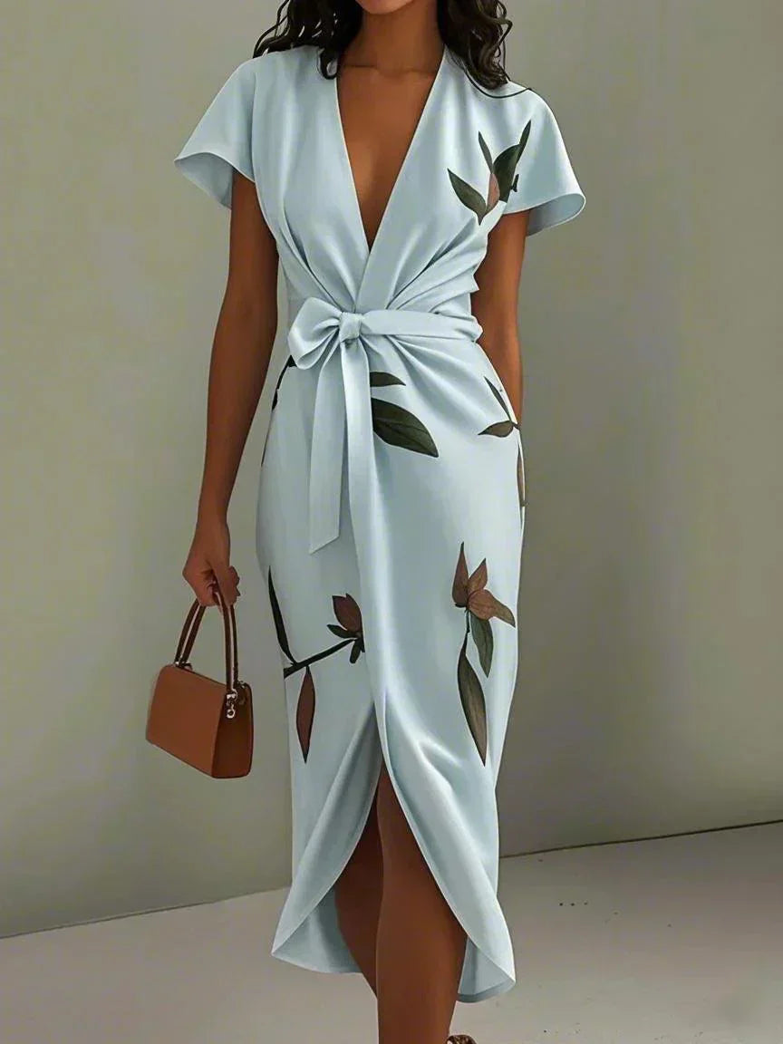 Matilde | Vestido Wrap Elegante con Estampado de Hojas